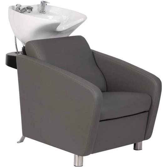 Salon Shampoo Chair, Deep Tilting White Porcelain Shampoos Bowl, Dual Function Nozzle, Extra Wide Seat, Shampoo Chairs