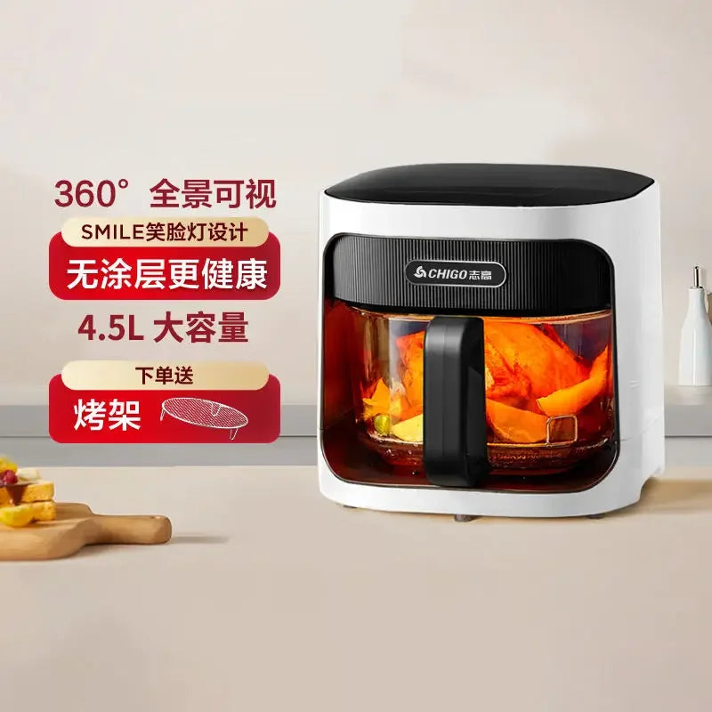 Glass visible air fryer household new large capacity intelligent fully automatic multi-function integrated electric oven