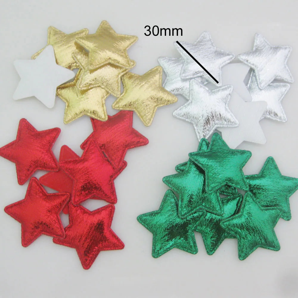 PANNWO 4 Sizes Available 50Pcs Padded Felt Star Appliques Christmas DIY Scrapbooking Craft Accessories