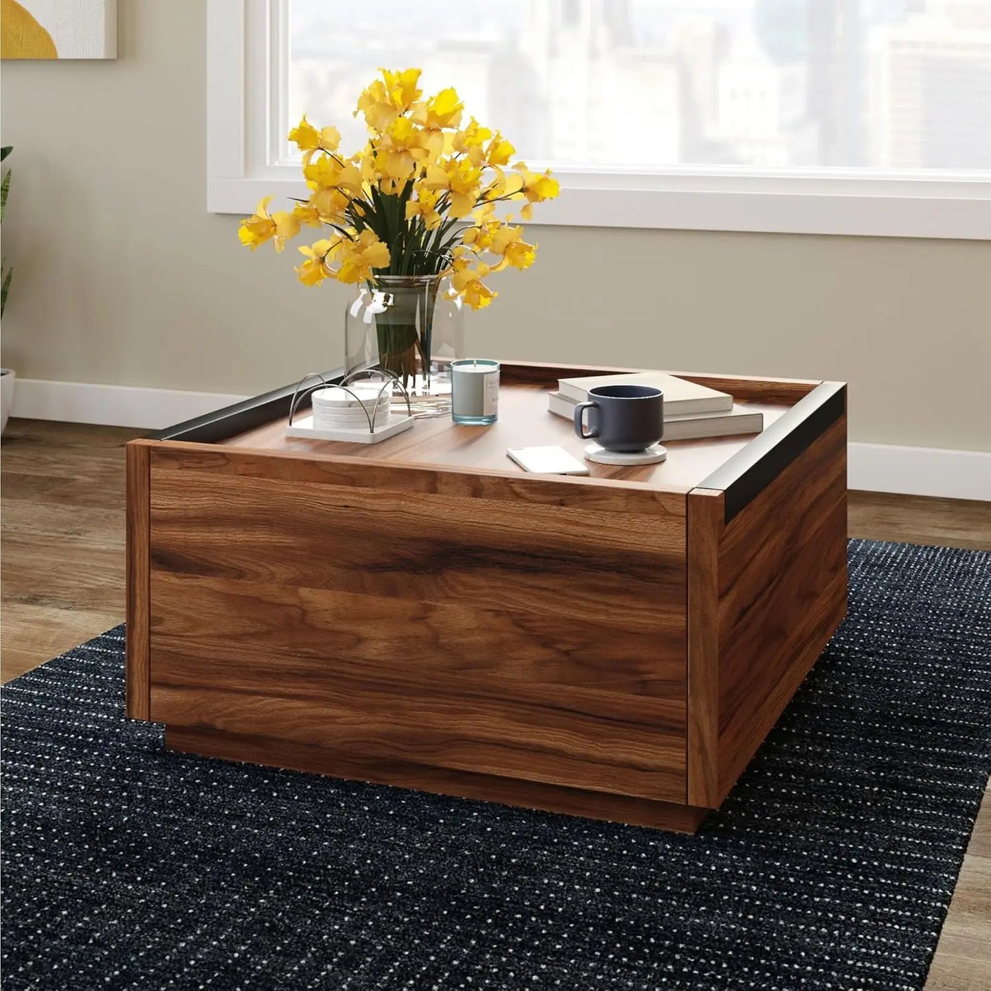 Manhattan Gate Coffee Table, L: 31.02" x W: 30.95" x H: 16.06", Blaze Acacia Finish