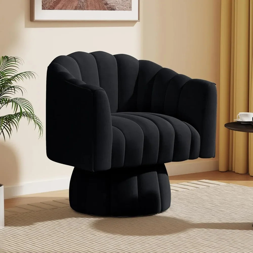 360 Degree Swivel Cuddle Barrel Accent Sofa Chairs, Fluffy Velvet Fabric Chair for Office, Waiting Rooms, Living Room Chairs