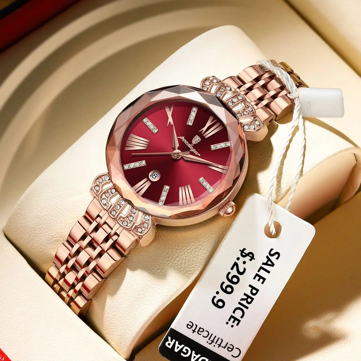 POEDAGAR Luxury Watch For Woman Diamonds Dress Ladies Wirstwatch Waterproof Date Stainless Steel Women Watches Female Reloj+box