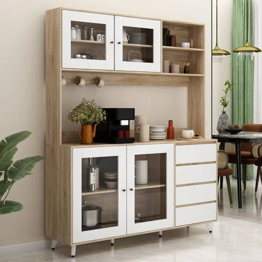 Walnut and White Furniture for the Living Room Bookcase Shelves & Drawers Modern Sideboard Buffet Cabinet Armoires De Salon Home