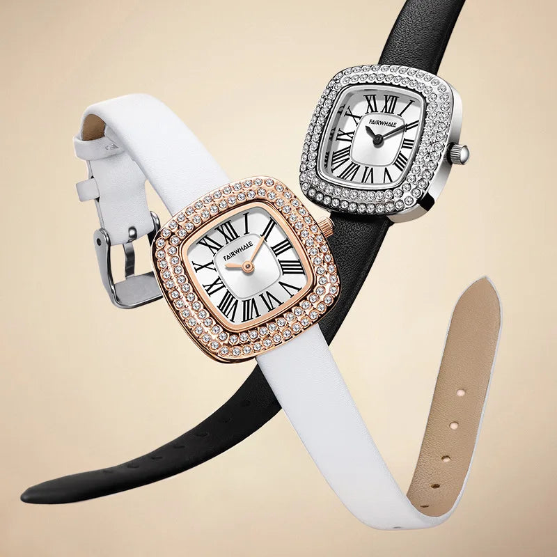 MARK FAIRWH Watch Women's Fashion Trend Light Luxury Diamond Set Retro Waterproof Quartz Watch