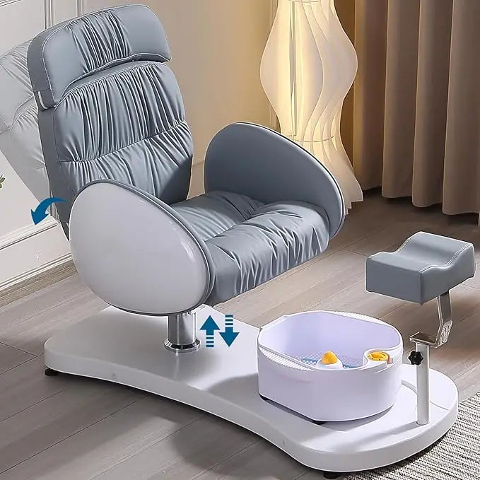 Pedicure Chair Unit w/Bowl and Footrest and Stool, 360 Swivel Pedicure Station for Nail Tech No Plumbing, Hydraulic Pedicure