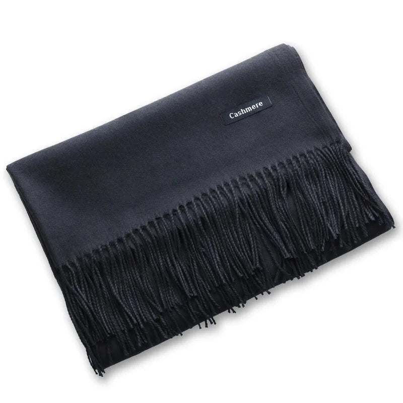 Multi-purpose Imitation Cashmere Scarf Brushed Solid Color Thickened Scarf long Scarf Winter Cashmere Tassel Shawl Shoulder Girl