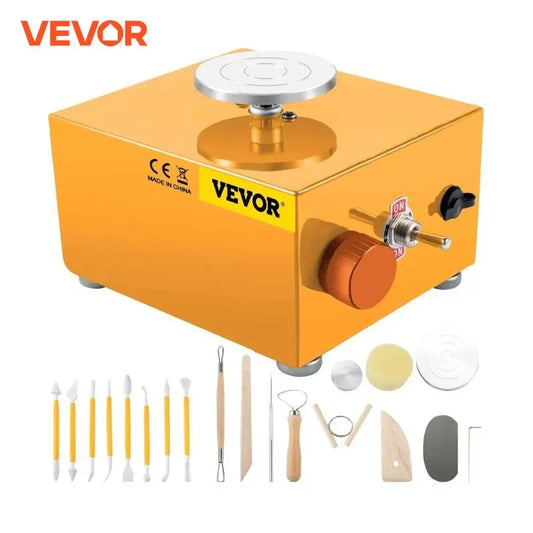 VEVOR 30W Mini Pottery Wheel Adjustable Speed Home DIY Clay Machine Electric Sculpting Kits w/ 3 Turntable Trays and 16Pcs Tools