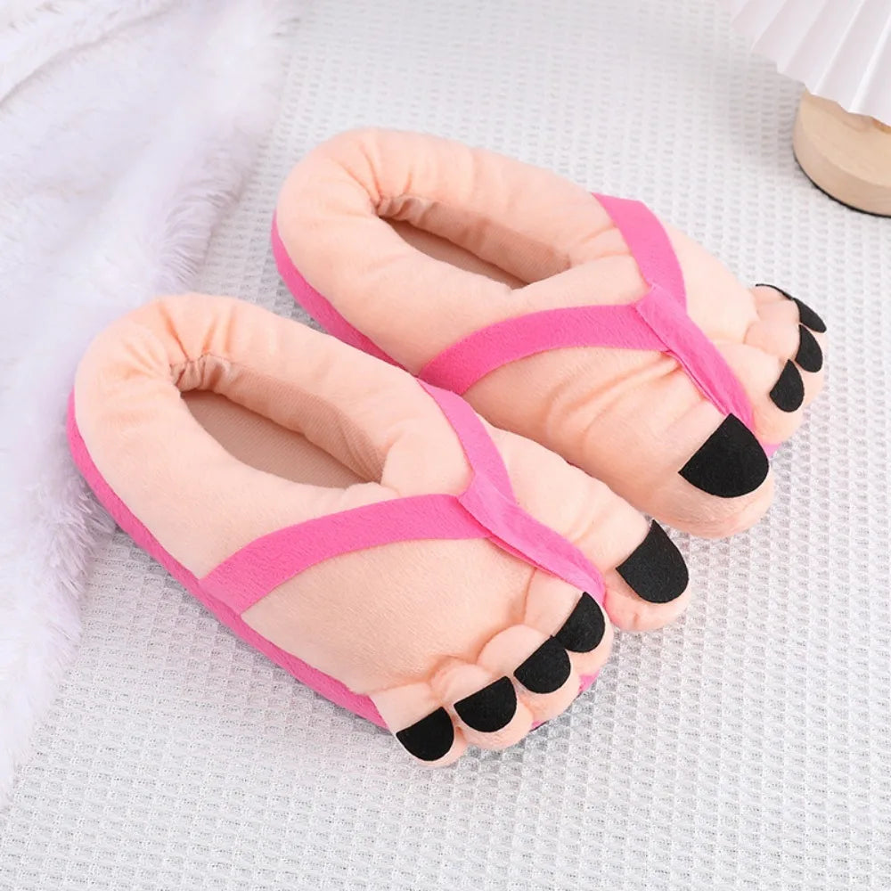 Creative Men Women Winter Slippers Big Feet Creative Couples Funny Slippers House Slides Home Soft Warm Cotton Slider