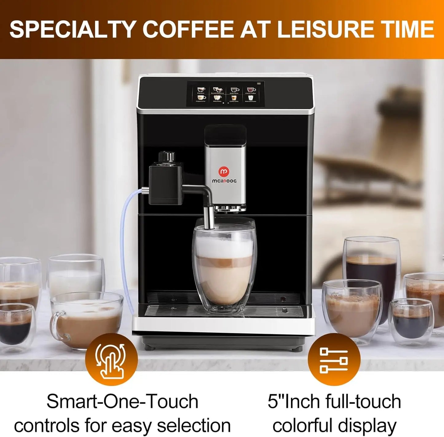 Super-automatic Espresso Coffee Machine With Smart Touch Screen For Brewing 16 Coffee Drinks