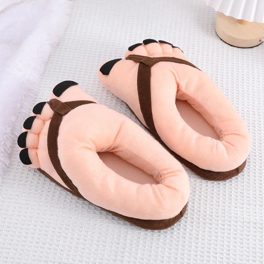 Creative Men Women Winter Slippers Big Feet Creative Couples Funny Slippers House Slides Home Soft Warm Cotton Slider