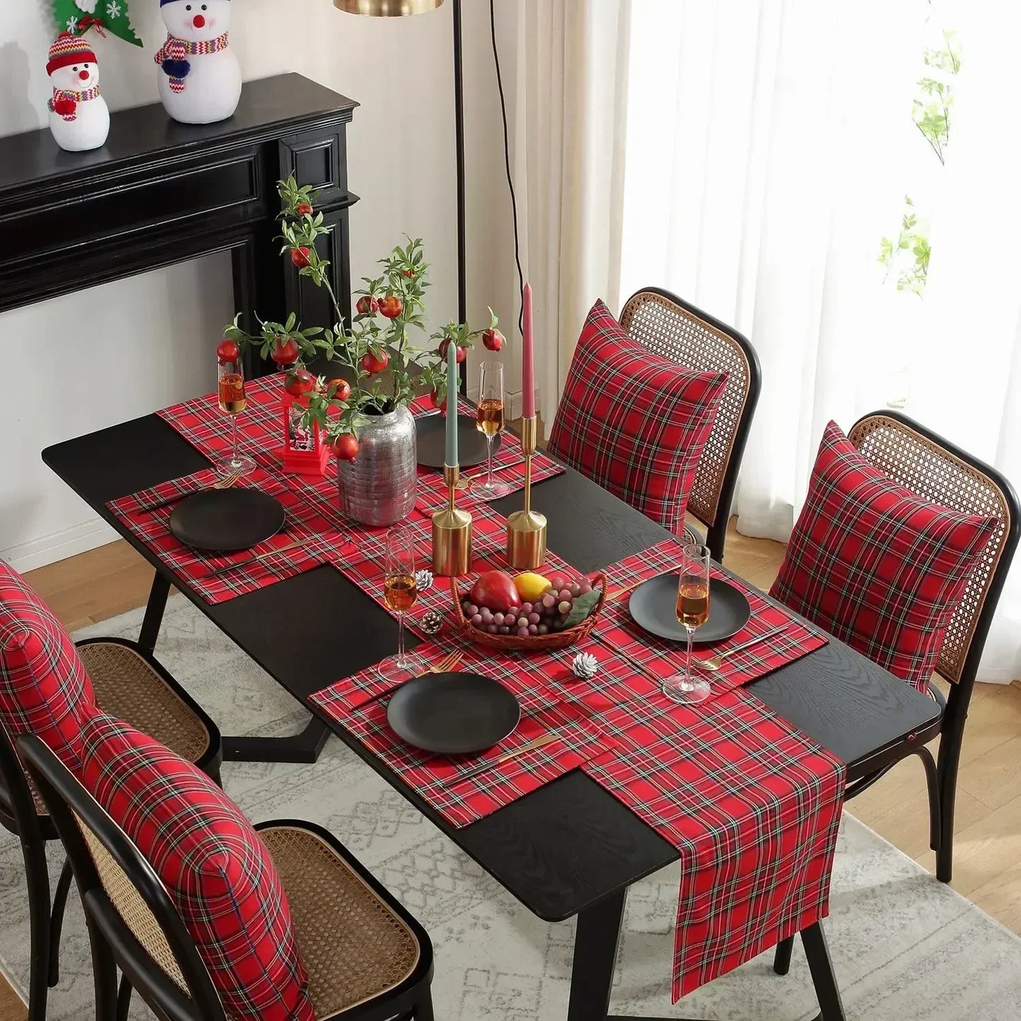 Christmas Table Runner Cotton Red Plaids Tablecloth Home Dinning Festival Scottish Plaids Table Cover Runners Decoration