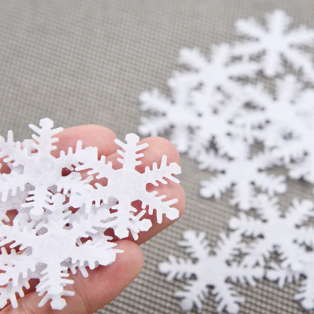 (100pcs/Pack) 40mm Width Christmas Snowflakes Confetti Artificial Snow Xmas Tree Ornaments Decorations For Home Party Wedding#H