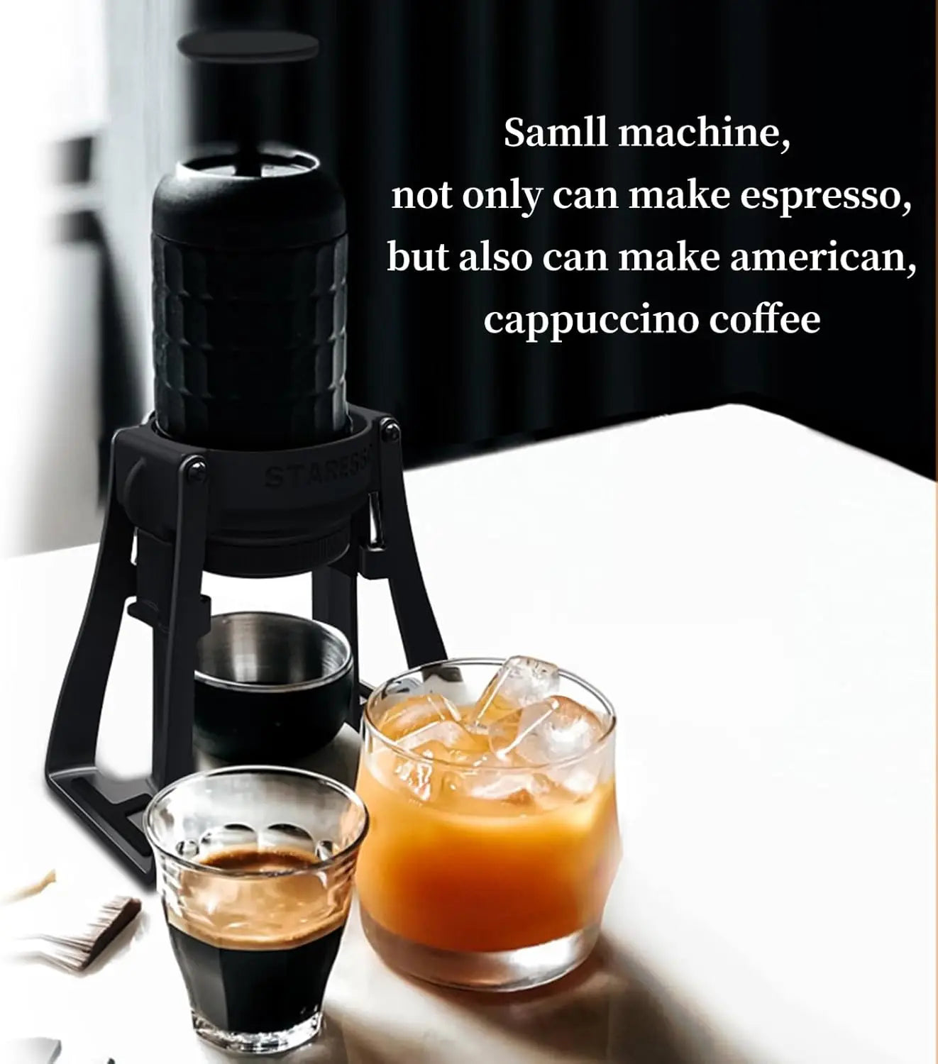 Portable Coffee Maker, Professional Travel Coffee Maker, 20Bar Pressure, 180ml Water Tank, Manual Portable Espresso