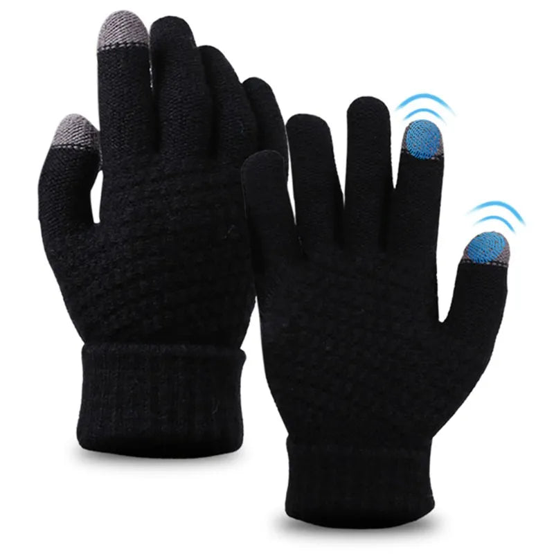 Winter Wolle Warme Strickhandschuhe Handy Touchscreen Strickhandschuhe Vollfinger Guantes Weibliche Häkelhandschuhe Für Männer Frauen