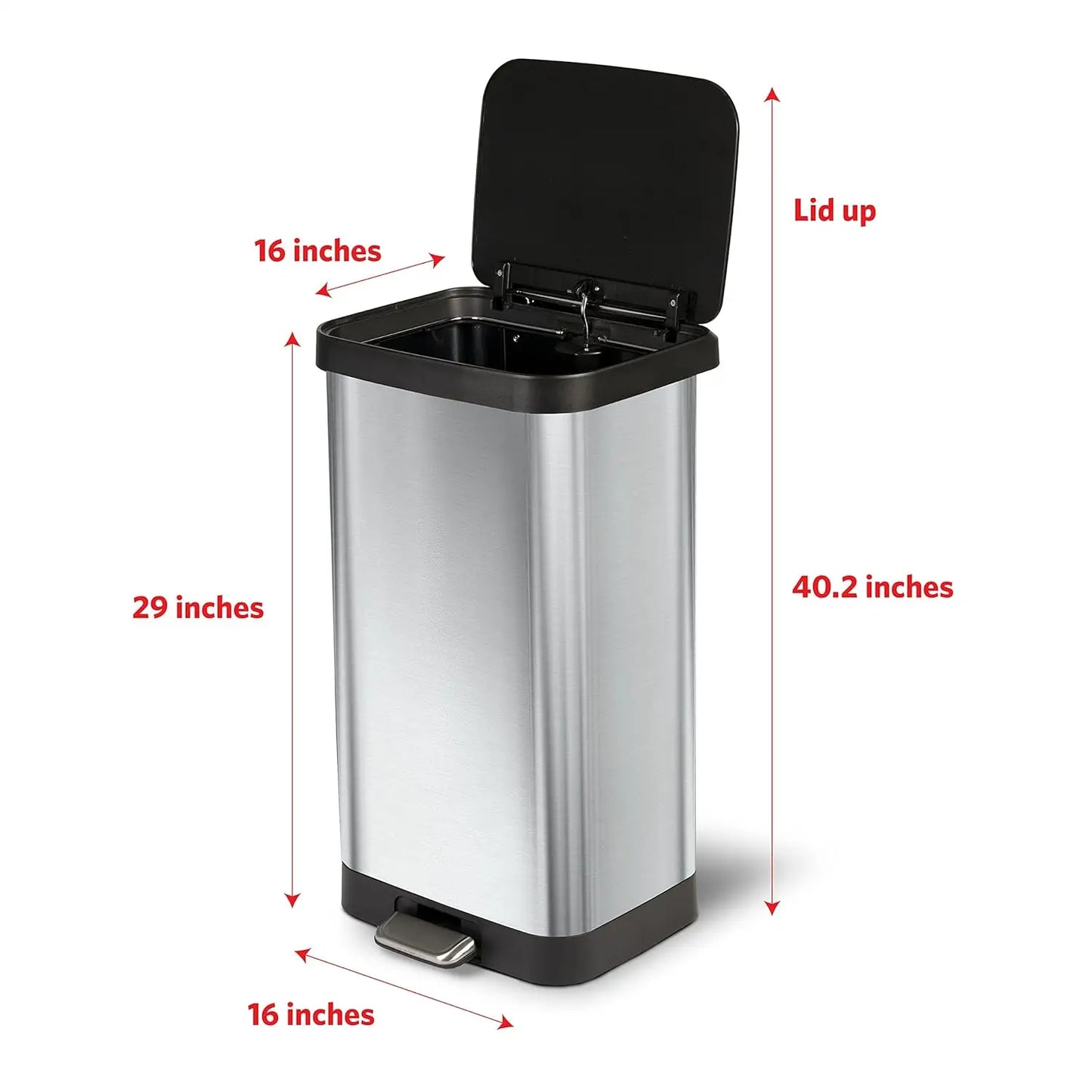 Steel Step Trash Can with Clorox Odor Protection | Large Metal Kitchen Garbage Bin with Soft Close Lid, Foot Pedal and Waste