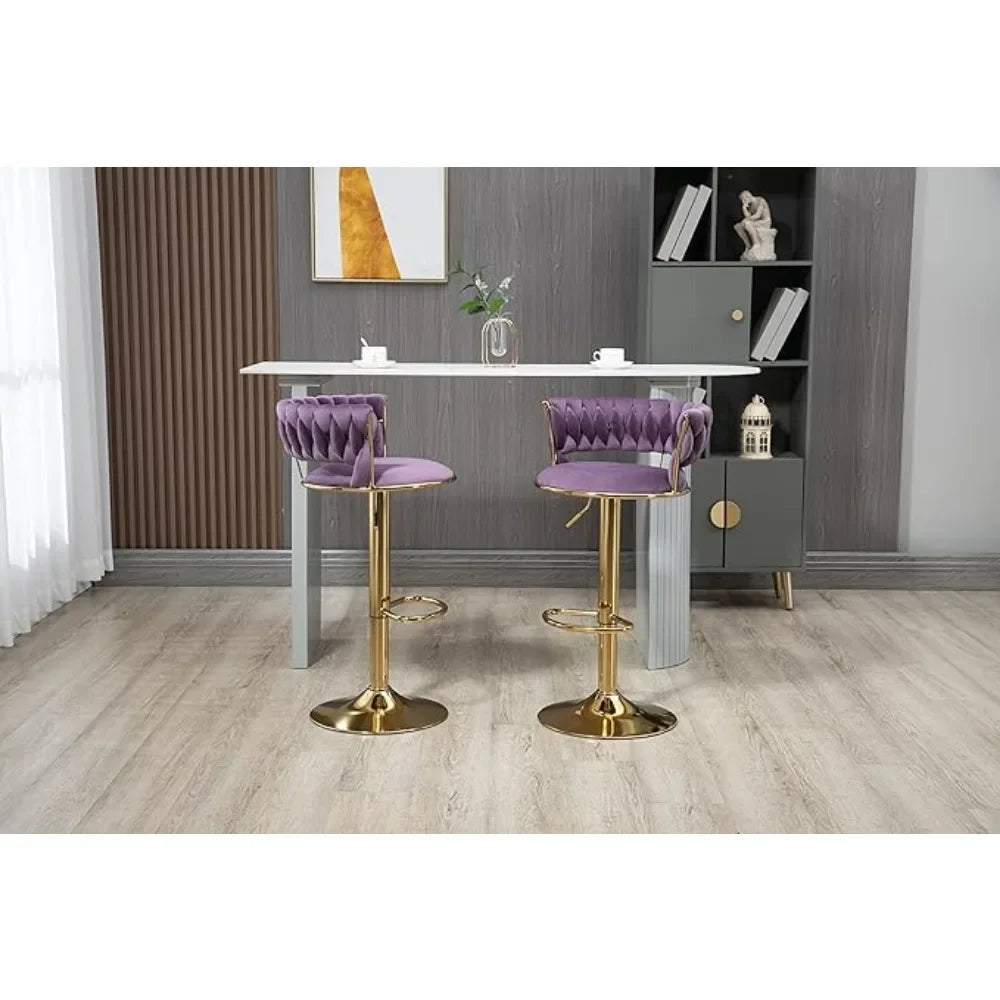 Swivel Velvet Bar Stools, Adjustable Counter Height Barstools Modern Counter Stools Chairs Set of 4 Suitable for living rooms