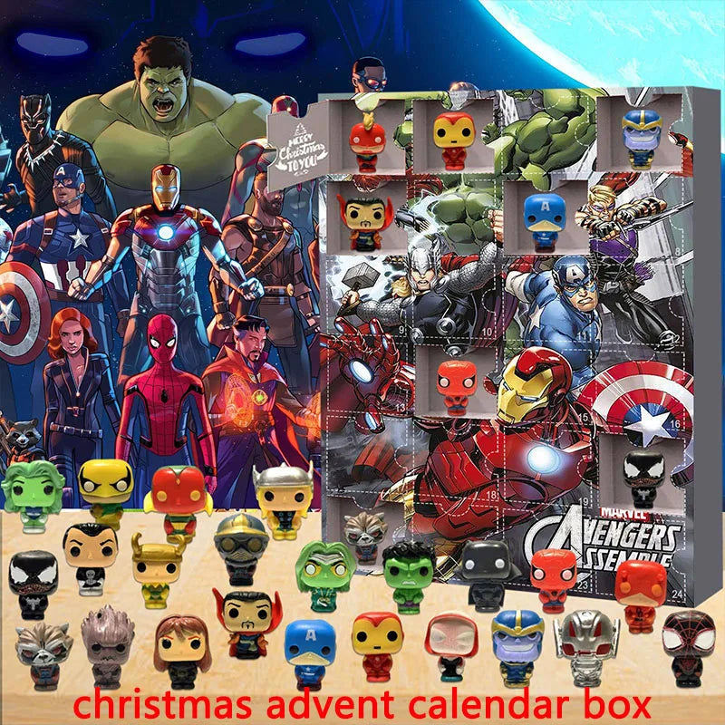 Wholesale Paw Patrol Accessories Christmas Advent Calendar Blind Box Marvel Spiderman Doll Anime Figures Xmas Gift Kid Boy Toy