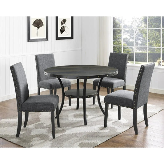 Dinning Chairs Dining Table Collection Biony Espresso Wood Dining Set With Gray Fabric Nailhead Chairs Chair Chair for Desk Room