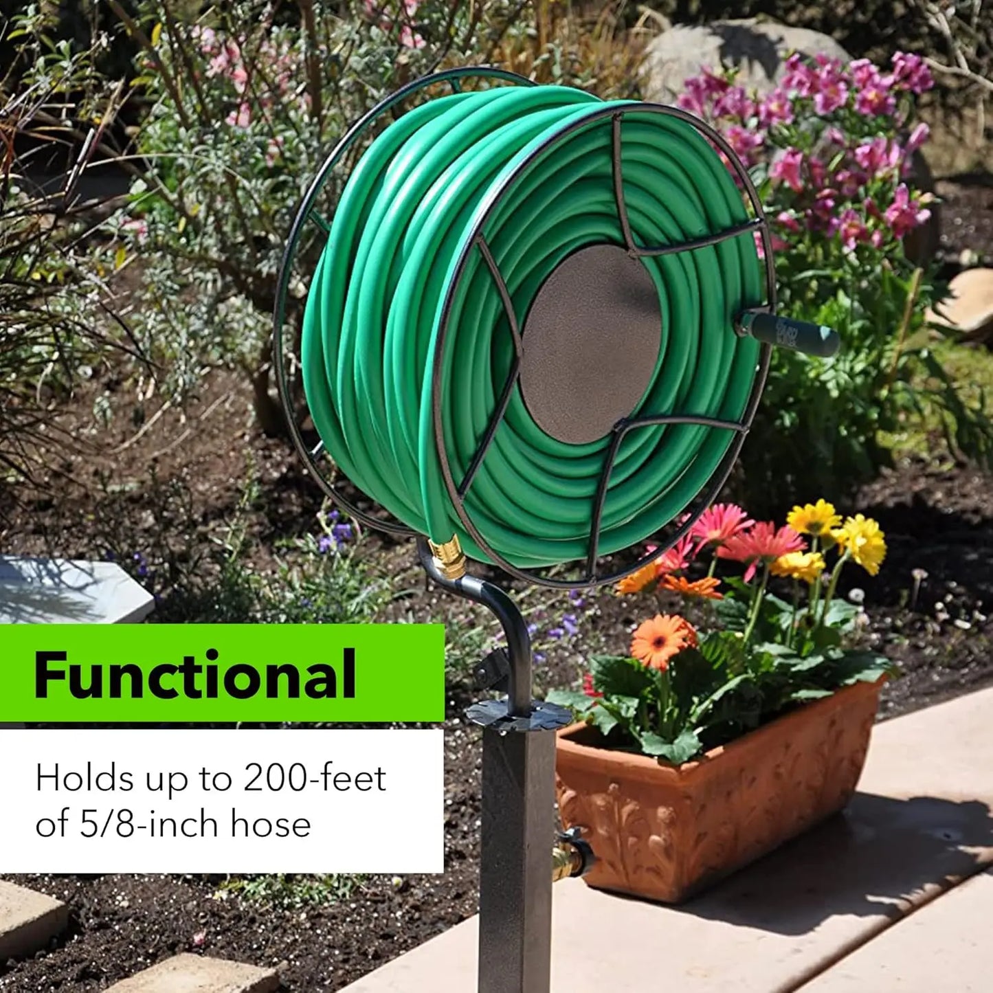 Free Standing Swivel Hose Reel  Water Hose Caddy For Yard or Garden - Outdoor Garden Hose Accessories, Water Reel Rotate