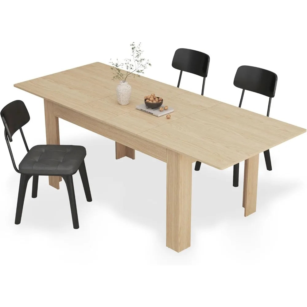 Extendable Dining Table for 6-10 Person, Wooden Dining Room Table, Modern Extendable Table for Gatherings, for Kitchens