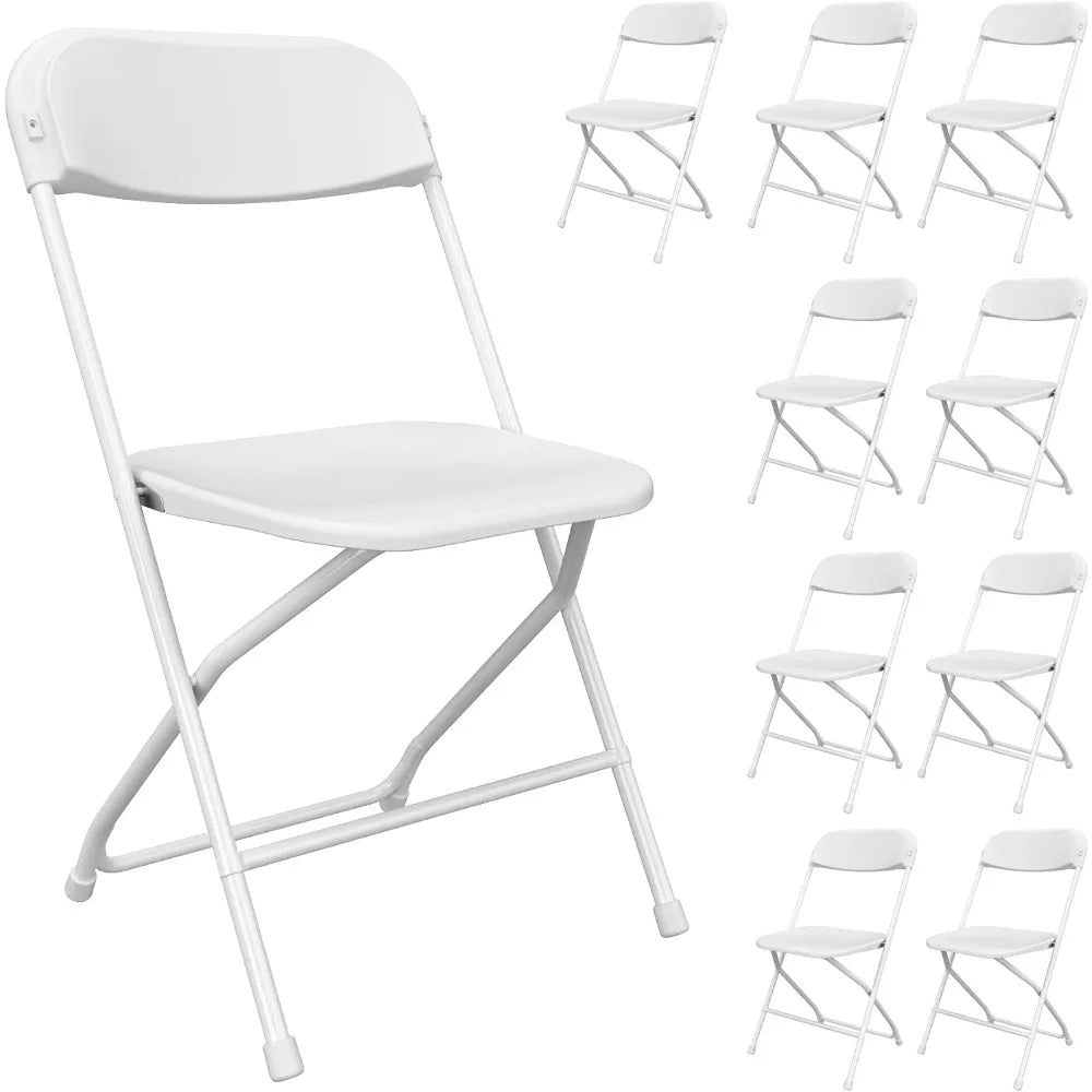 10 Pack White Folding Chairs,Portable ,Stackable  with Steel Frame for Office Wedding Party Patio Dinning Events,350lbs Capacity