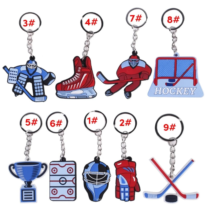 Cartoon Ice Hockey Pendant Keychain Keys Holder Winter Sports Decorative Keyring