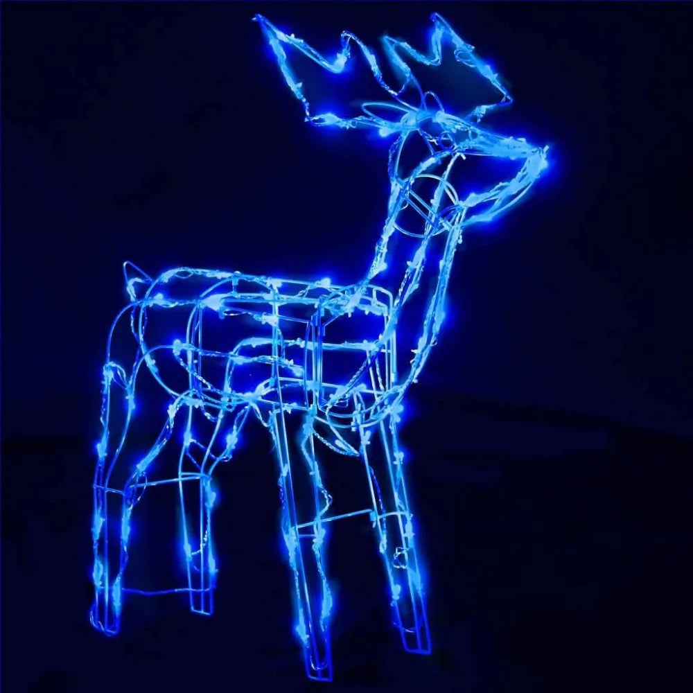 27x15x32 in 3-piece LED Outdoor Christmas Decoration, Reindeer Christmas Decoration Home Outdoor Lighting Reindeer Outdoor Blue