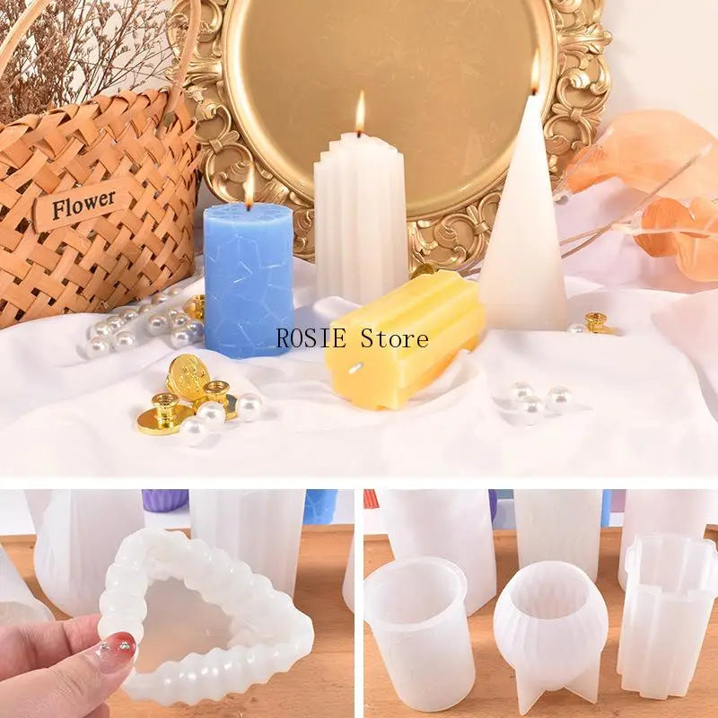 Cylinder Silicone Candle Mold DIY Stripe Candles Dinner Ornament Making Plaster Epoxy Resin Molds Home Decor Handmade Gifts