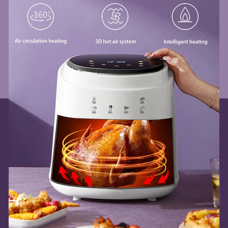 5.5L White Hot Air Fryer Oven with Digital Controls  360-degree Hot Air Circulation for Kitchen