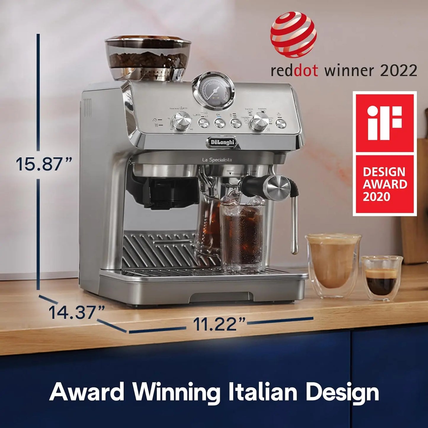 Specialista Arte Evo Espresso Machine with Cold Brew Manual Milk Frother, Barista Kit for Latte Cappuccino