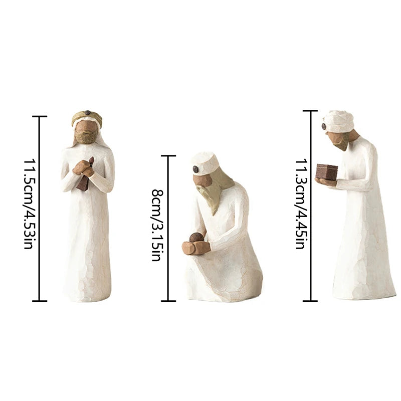 1Set Holy Family Statue Christmas Jesus Mary Joseph Figure Catholic Figurine Resin Craft Nativity Scene Set Christmas Decoration