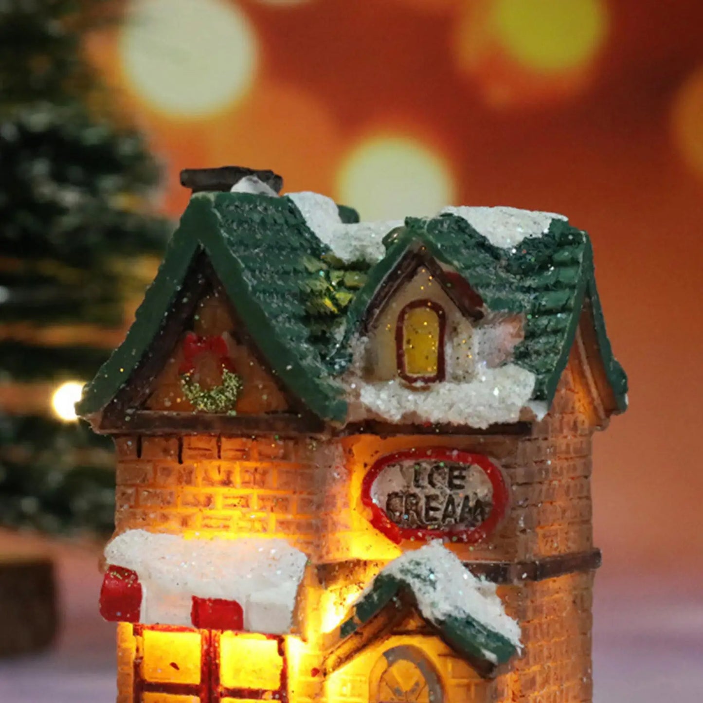 Christmas Scene Village Houses Town Decoration With Warm White Led Light Xmas Christmas Ornament Kids Gift for Home Decor