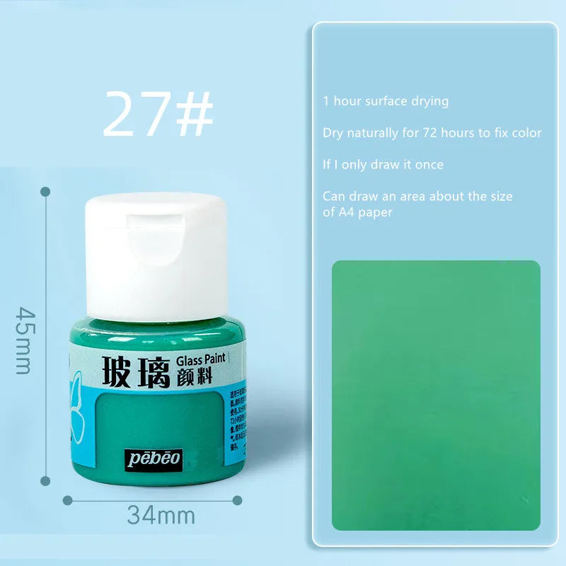 Waterproof Glass Paint 20ml Transparent Sun-Resistant Glass Acrylic Paints For Painting Aquarela Art Supplies