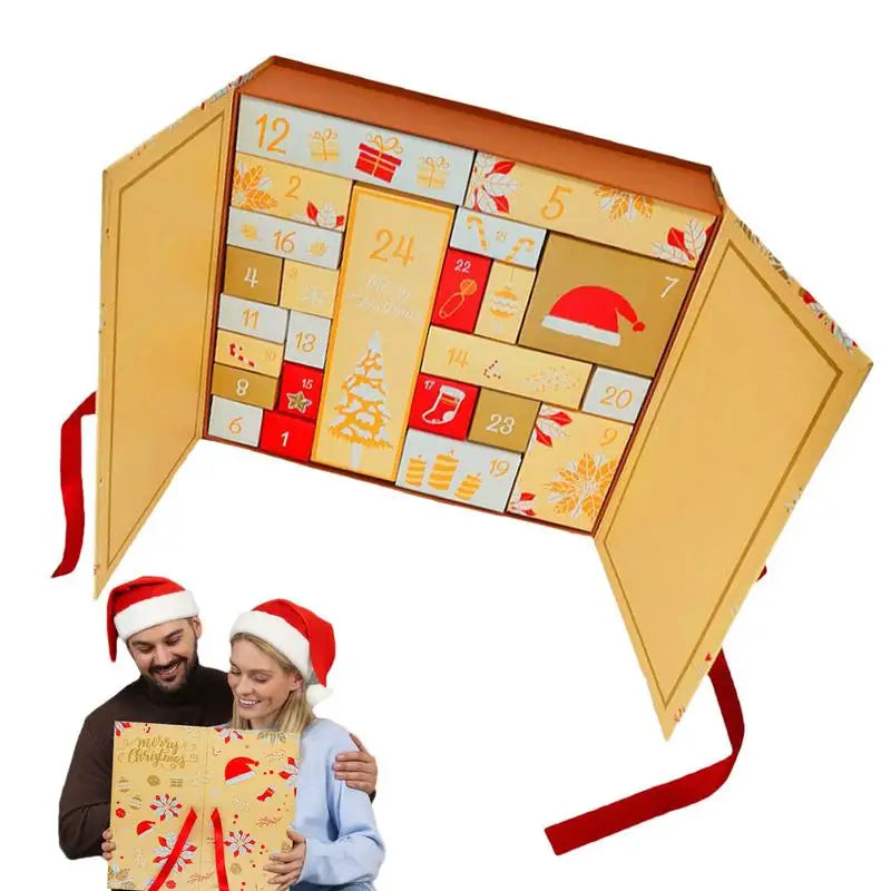 Advent Countdown Boxes 24 Grids Cardboard Advent Calendar Box Refillable Countdown Calendar Packaged Biscuits Boxes Christmas