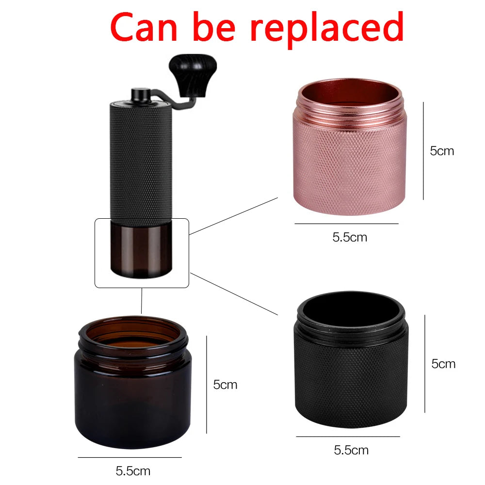 Manual Coffee Grinder Stainless Steel Core Adjustable Handle Raw Edge Coffee Bean Grinder with Cnc Applicable for Home Offices