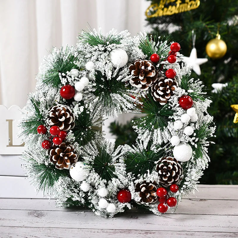 Christmas Holiday Art Wreath Decorative Simulation Door Wreath Christmas Decorations for Window Wall Party Christmas Pendant