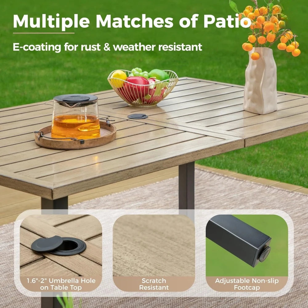 Patio Dining Sets , Wood-Like Table Top for Outdoor Kitchen Lawn Garden,Backyard,Outdoor Dining Chairs Rectangular Dining Table