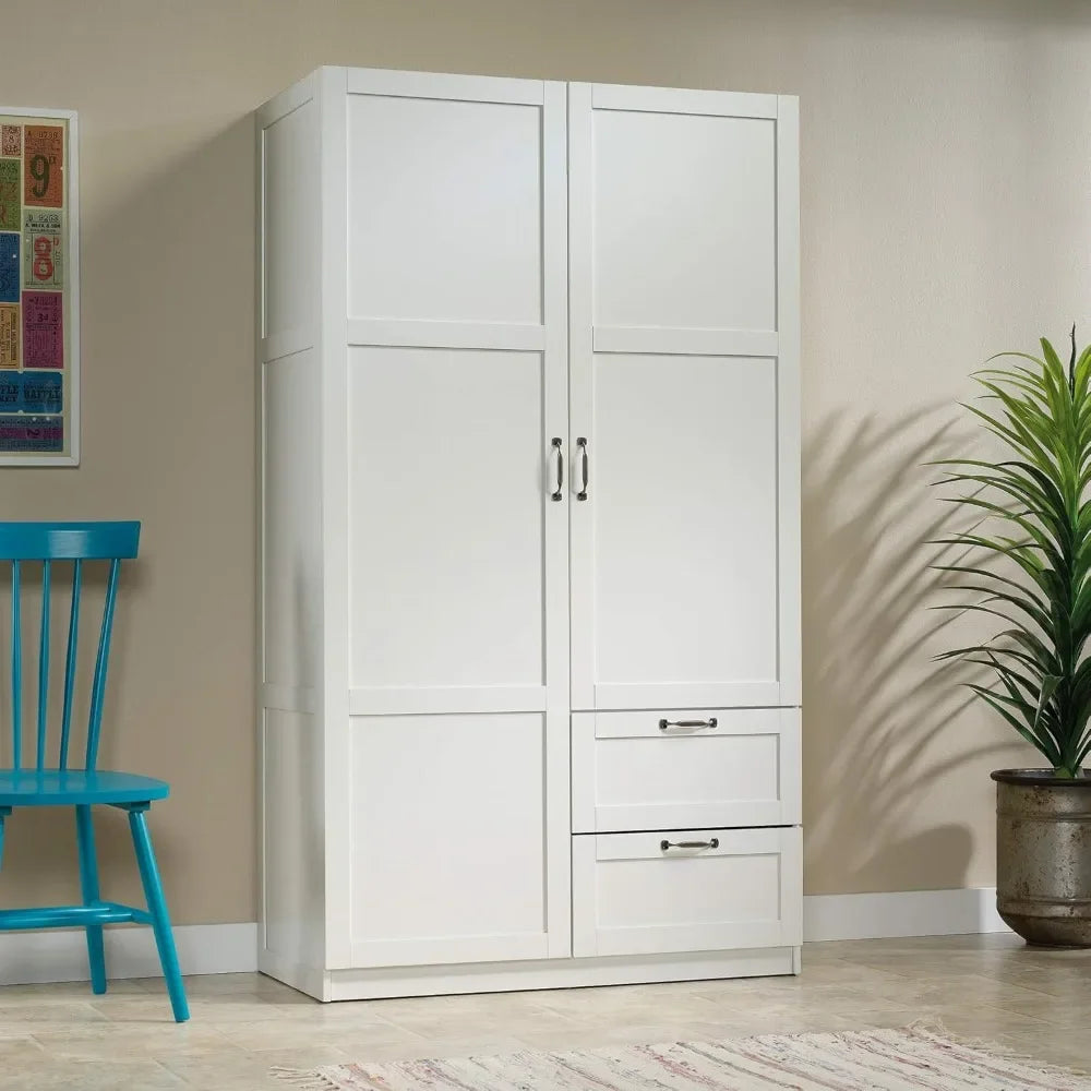 Wardrobe,Soft White Storage Wood Wardrobe Cabinets,Bedroom  Suitable for living room, bedroom Functional Clothes Storage Cabinet