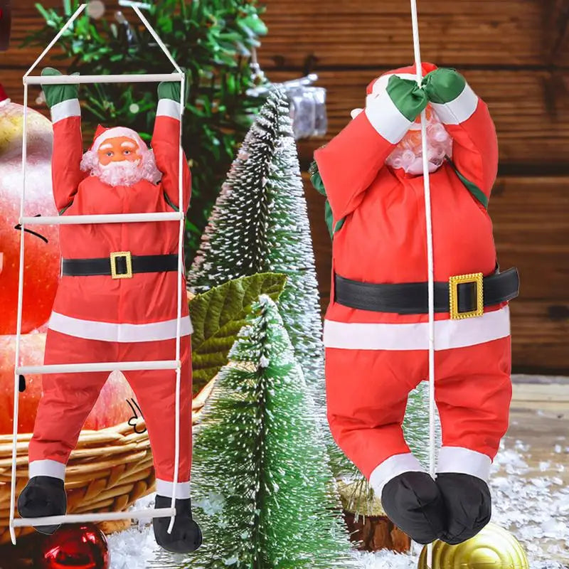 60CM Christmas Santa Claus Climbing Rope Ladder Santa Claus Christmas Tree Decorations Outdoor Santa Claus Doll Pendant