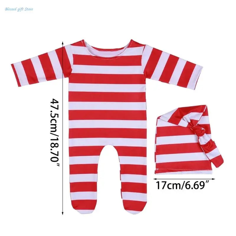 Bodysuit Romper Hat Boy Christmas Elf Outfit Newborn Knot Hat Pajama Set