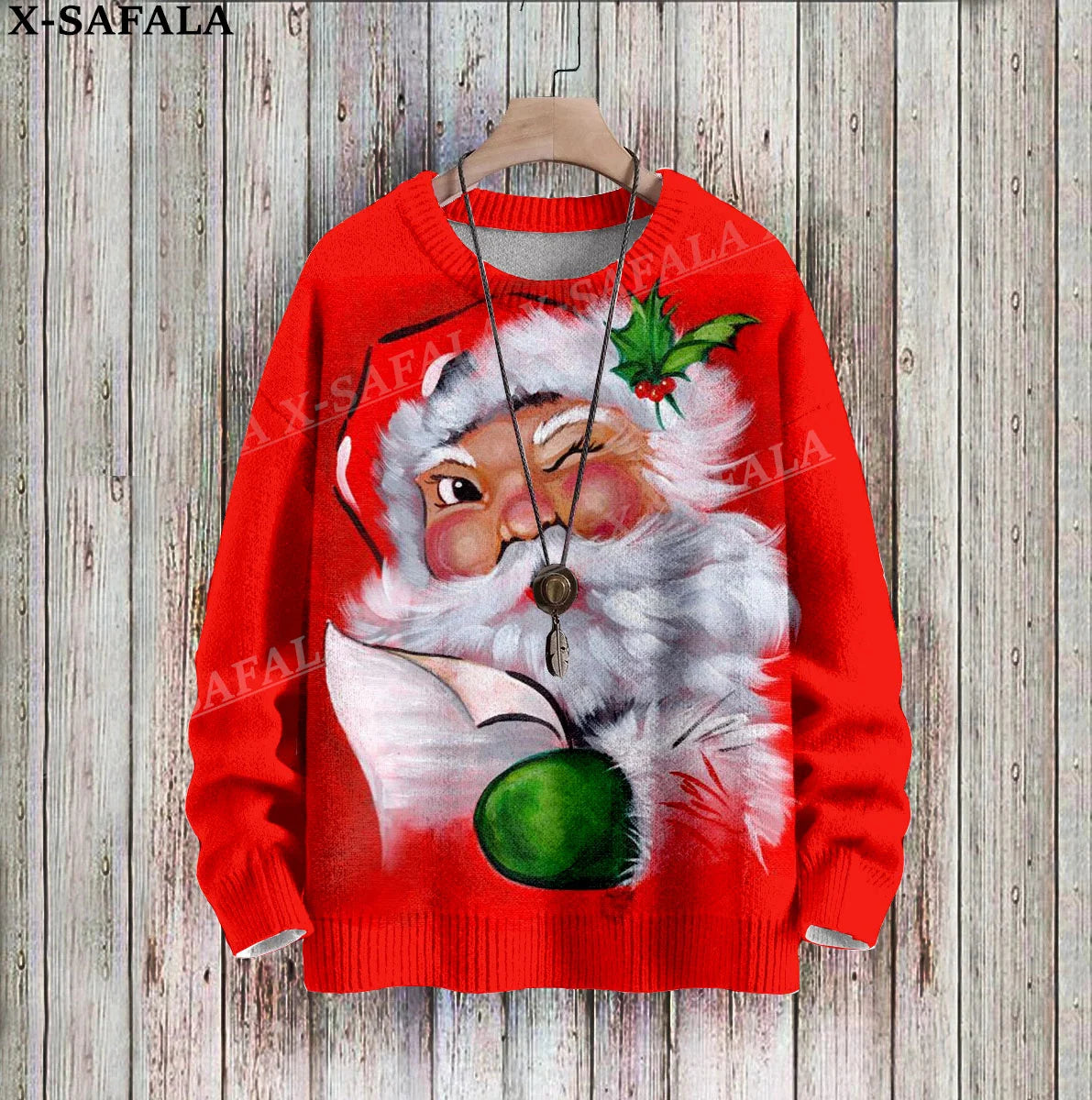 Santa Claus Funny Christmas Gift Cosplay Ugly Christmas Knit Sweaters Christmas Gift Jumpers Tops Couple Party Unisex Casual-4