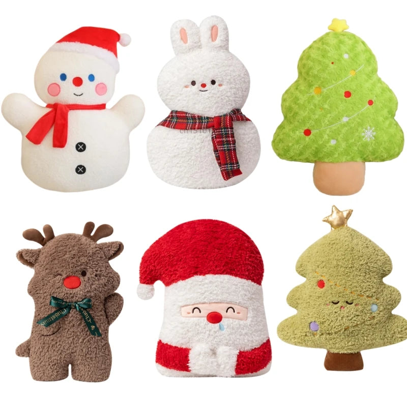 New Santa Claus Snowman Tree Gingerbread man Elk Deer Cartoon Plush Pillow Plush Dolls Decor Christmas Birthday Gifts For Girls