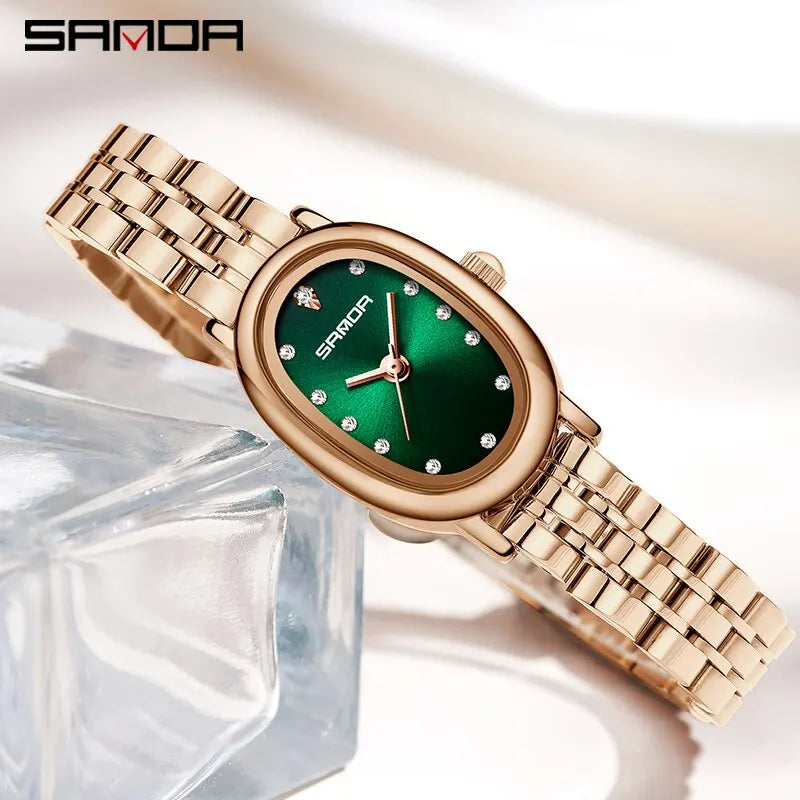 SANDA Women Quartz Watches Luxury Fashion Diamond Ladies Watch Waterproof Stainless Stain Wristwatch Girlfriend Gift Dress Watch