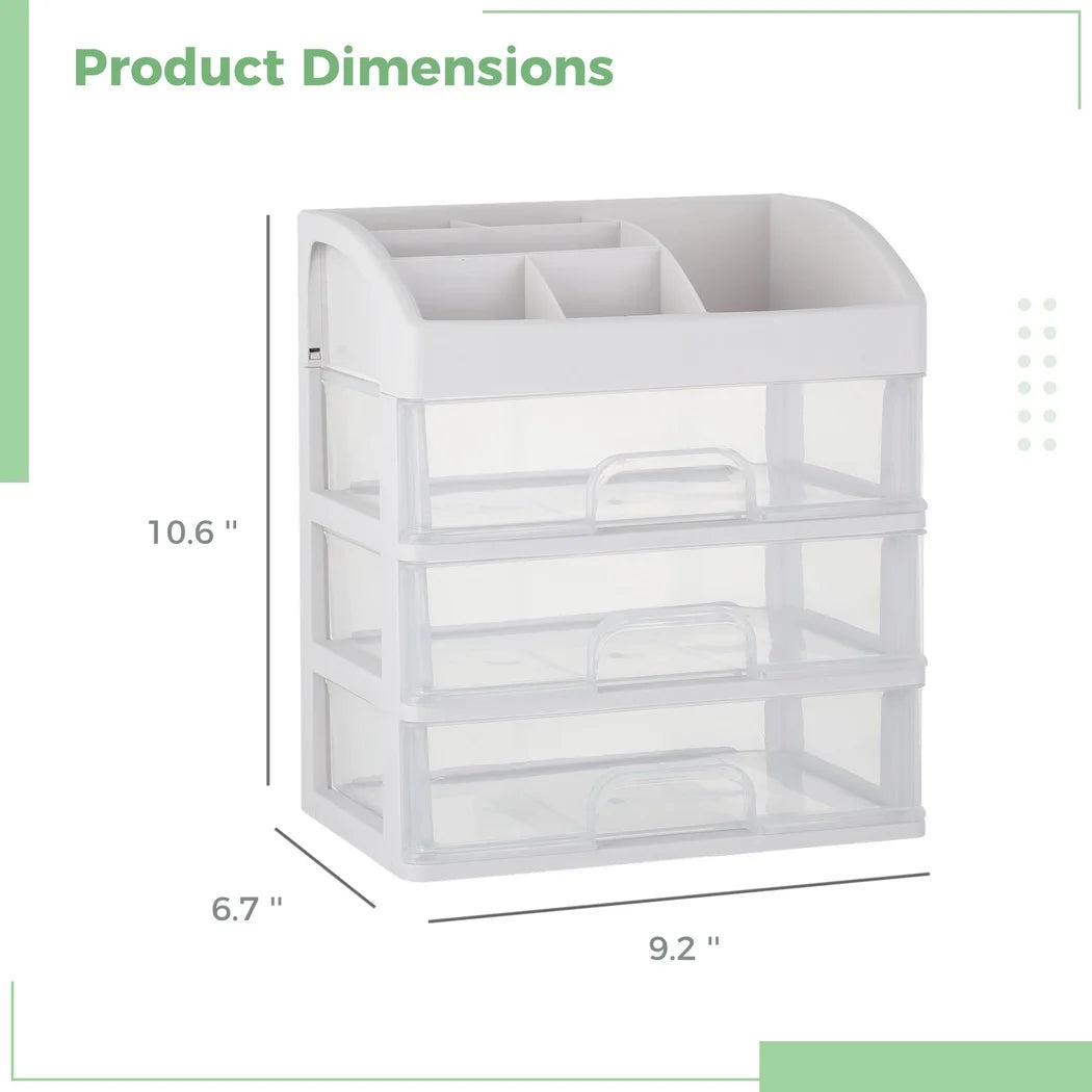 Makeup Organizer Cosmetic Organizer For Vanity Makeup Storage Box With 3 Drawers Skincare Product Organizer For Dresser Bedroom