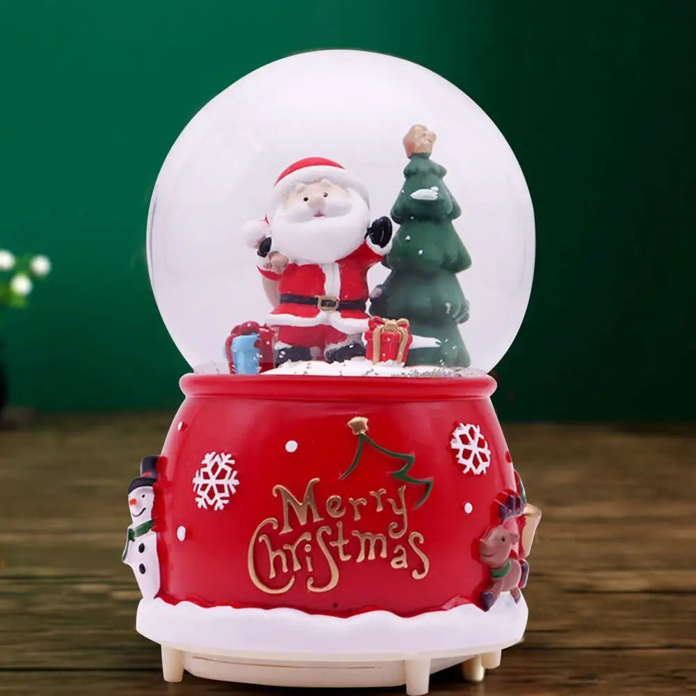 Christmas Snow Globe Realistic Shape Glowing Crafts Music Snow Globe Santa Claus Statue Music Snow Globe Ornament