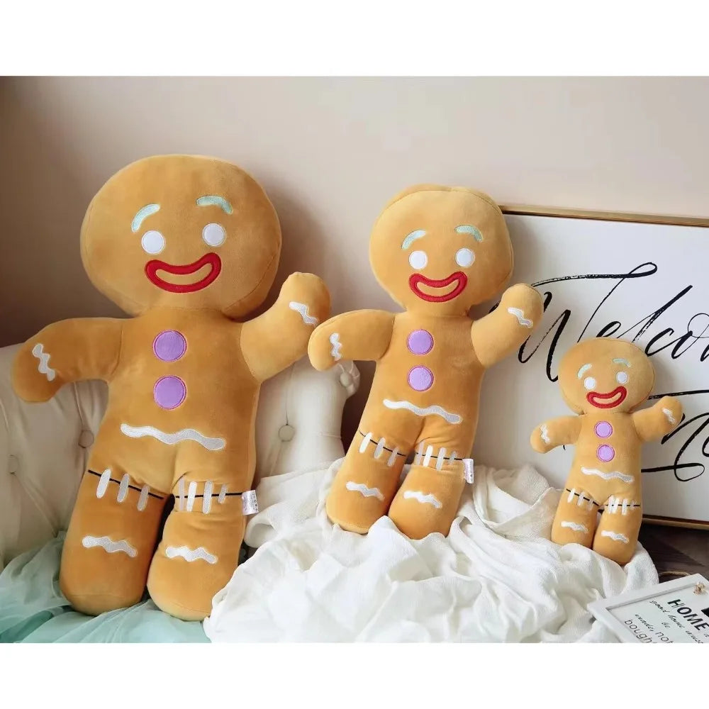 Kawaii Gingerbread Man Plush Doll Cookie Man Christmas Decor Stuffed Toys Cute Soft Anime Biscuit Cushion Pillow Gift