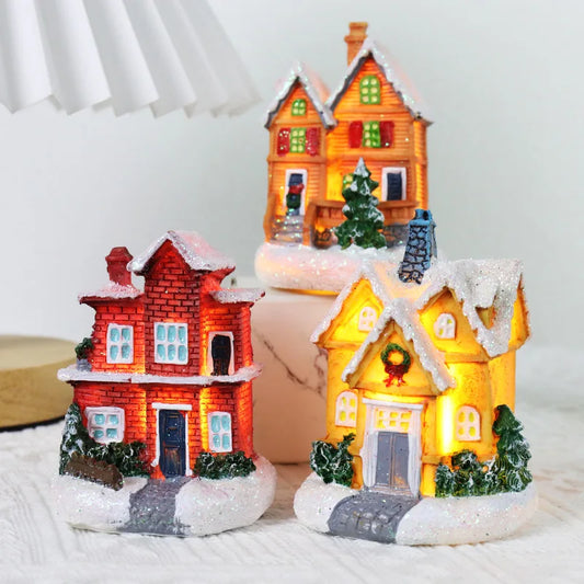 Christmas Light House Christmas village For Home Xmas Gifts Christmas Ornaments New Year 2023 Navidad Noel