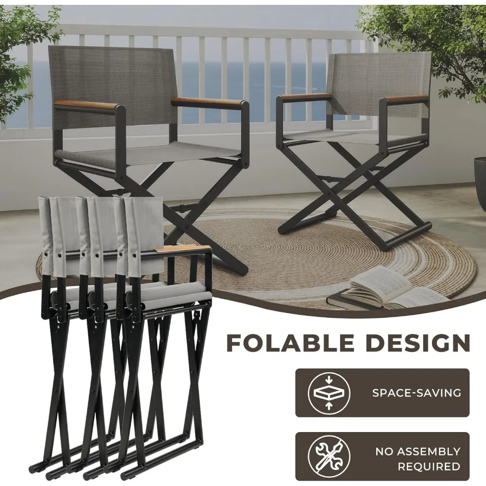 7-Piece Outdoor Dining Set, 6 Extra-Wide Foldable Chairs & 1 Extendable Table, UV-Resistant Mesh, Patio Furniture Set