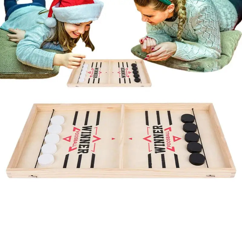 1 Set Fast Sling Puck Game Wooden Table Hockey Winner Games Interactive Chess Toys For Adult Children Desktop Battle Board Game