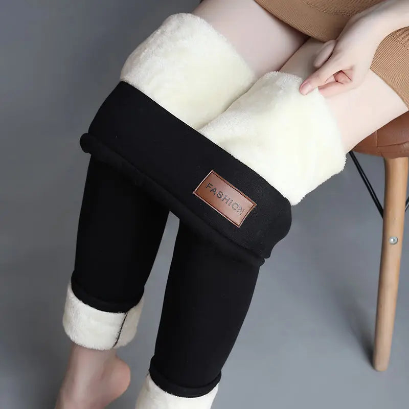 Women Thermal Leggings Winter Warm Elastic Lambwool Pantyhose Female Fleece Thermal High Waist Slim Thicken Tight Pants